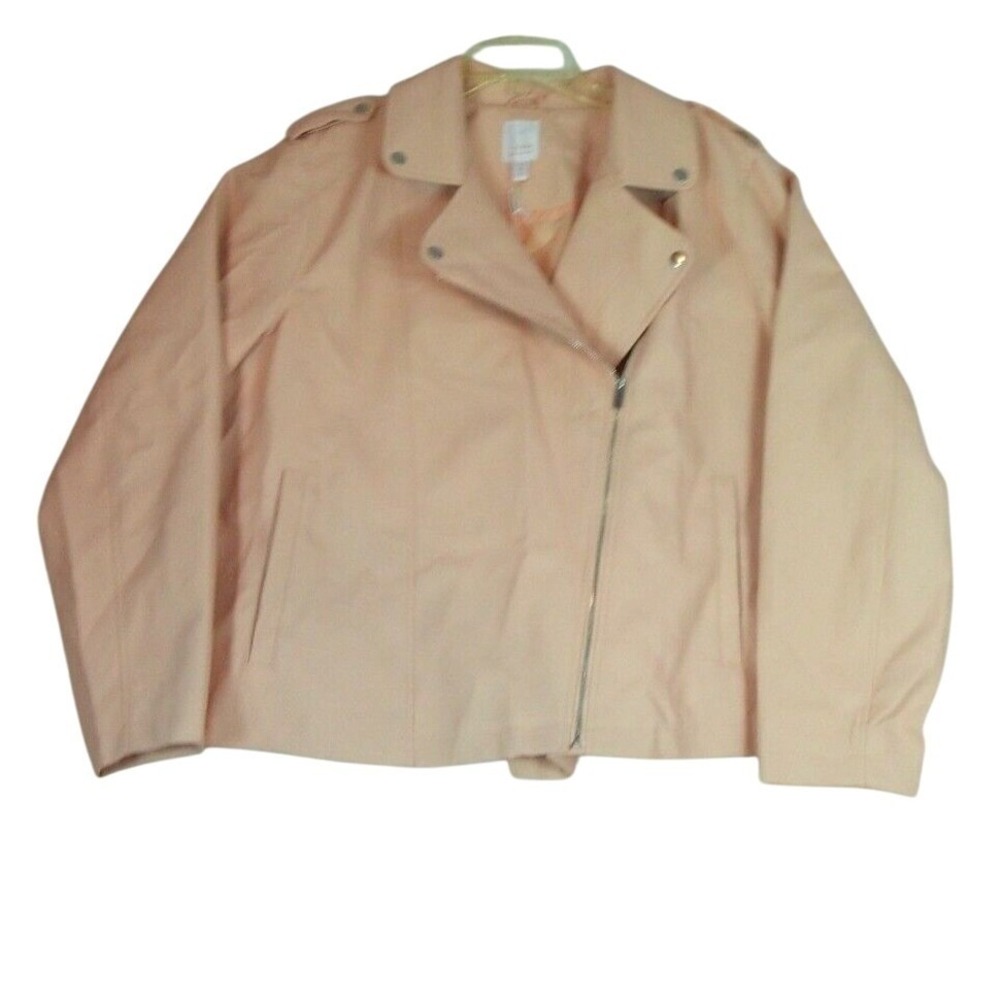 LC Lauren Conrad Moto Biker Jacket Womens‎ 2X Pink Faux Suede Full Zip NWT